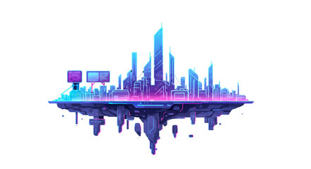 Obraz premium Futuristic Neon Holographic Cityscape
