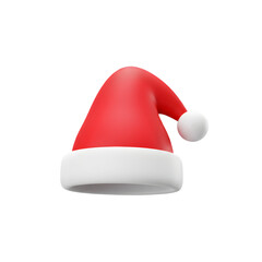 3D Render of a Classic Santa Hat Festive Red and White Christmas Icon