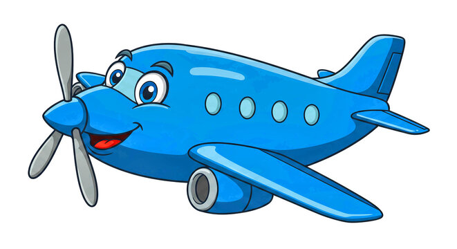 Avi&atilde;o azul feliz de desenho animado isolado