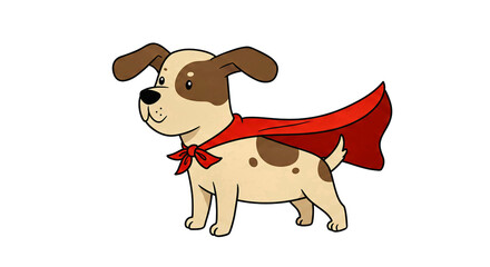 Superhero Cartoon Dog in Transparent Background