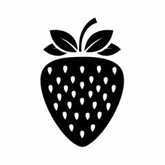 Strawberry Silhouette Simple Shape Black and white fruit healthy eating high quality professional