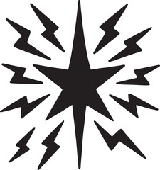 Fototapeta premium Star with zigzag rays silhouette icon, dynamic celestial design, decorative, bright, and cosmic illustration.