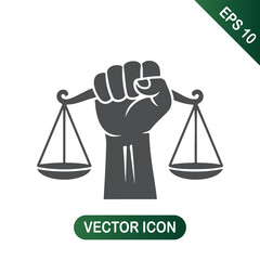 Justice Fist with Scales Symbol of Equality and Rights