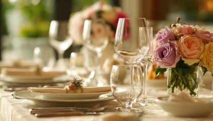 Elegant table setting with flowers