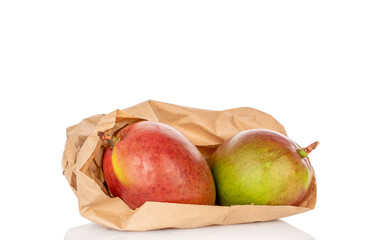 Sweet juicy mango isolated on white background, close-up.