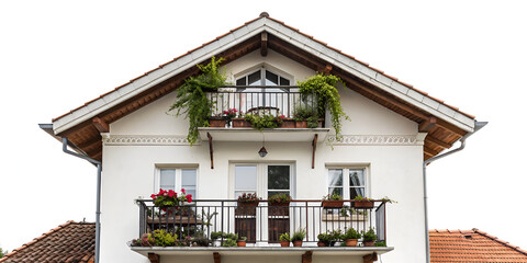 House with balcony isolated on transparent background  