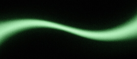 Green wave, abstract expanding blue grainy background design with glowing color gradient shape on dark noise texture backdrop, vibrant banner cover poster design