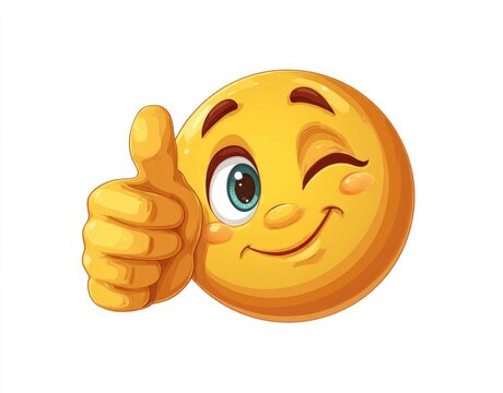 Naklejki Smiling, winking emoji with thumbs up (1)