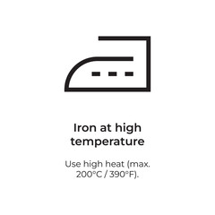 Clothing care icon iron at high temperature