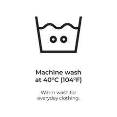 Clothing care icon 40C wash fabric
