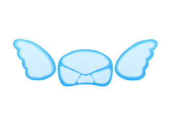 Blue watercolor letter with wings