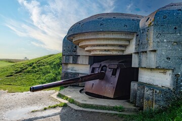 German artillery bunker at Longues sur Mer in Normandy France facing the Atlantic coast