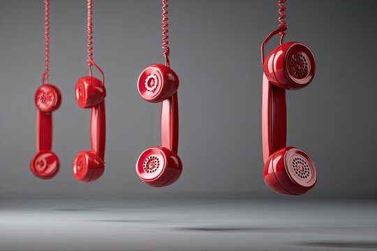 Red vintage telephones hanging (1)