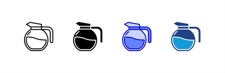 Coffee Pot icon set multiple style collection