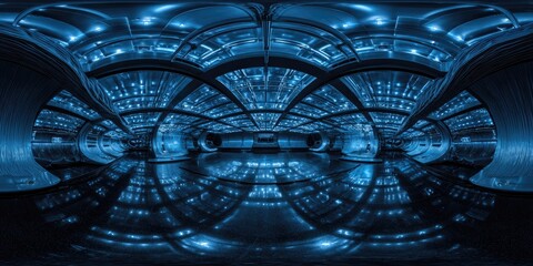 A deep, dark, and technologically advanced interior space