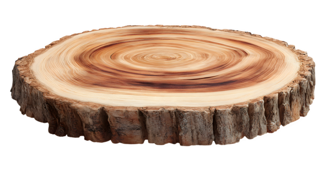 natural wooden slice isolated on white background, HD realistic