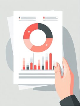 Hand holding detailed financial documents, charts, and graphs