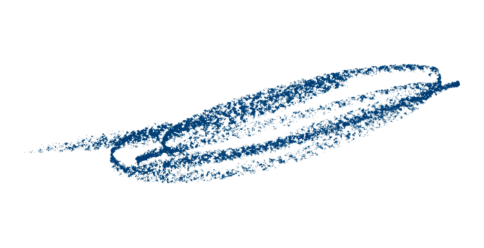 Blue pencil hand writing stroke set on transparent background.