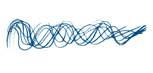 Blue pencil hand writing stroke set on transparent background.