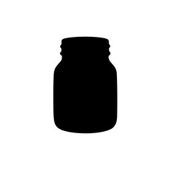 Glass jar silhouette vector flat design.