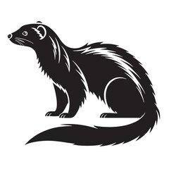 black ferret Silhouette Vector, High Quality Illustration on White Background