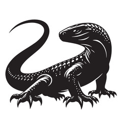 black Gila Monster  Silhouette Vector, High Quality Illustration on White Background