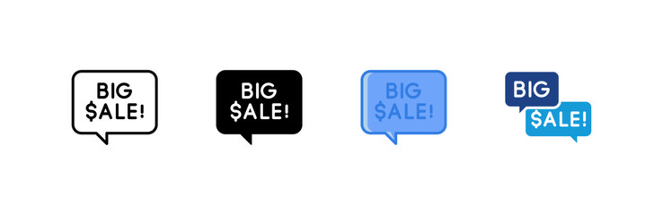 Big Sale icon set multiple style collection