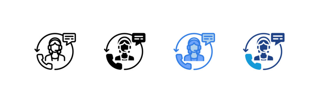 Customer Service icon set multiple style collection