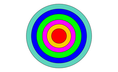 Colorful concentric circle pattern with multiple rings for abstract design and backgrounds