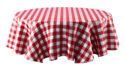red and white checkered tablecloth isolated on white background, HD realistic
