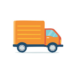 Delivery Truck Illustration Simple Vehicle Transport Services Isolated Orange Cargo Van with Horizontal Lines for Shipment and Logistics