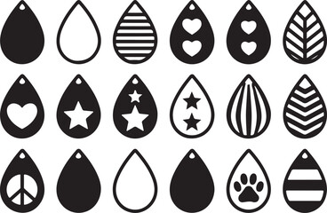 Teardrop Earring Template Vector Set for Jewelry Making and Craft Projects