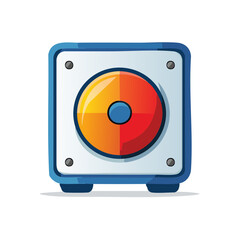 Cartoon Audio Loudspeaker Illustration - Blue Cabinet Speaker With Colorful Sound Output