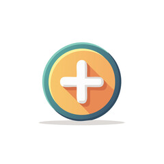 Obraz premium Add Symbol Illustration: White Plus Sign in Orange and Blue Circle with Shadow