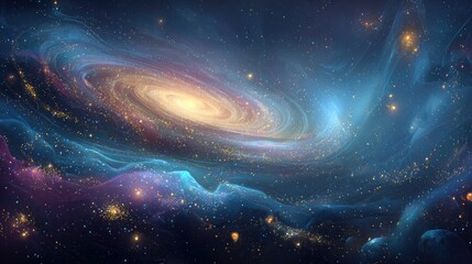 Obraz premium A swirling galaxy in a vast cosmos