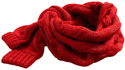 red knitted scarf isolated on white background, HD realistic