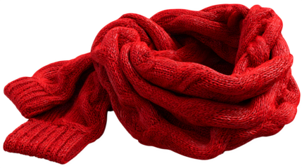 red knitted scarf isolated on white background, HD realistic