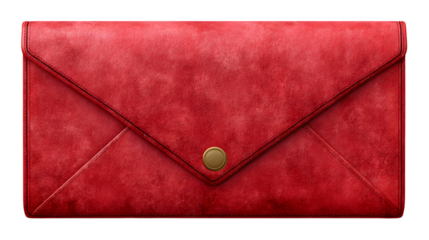 red leather envelope case isolated on white background, HD realistic