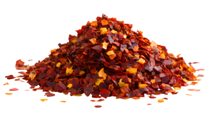 dry chili flakes isolated on white background, HD realistic