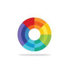 Colorful Circle Segment Wheel Graphic Illustration with Open Center Design