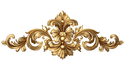 elegant golden ornamental design isolated on white background, HD realistic