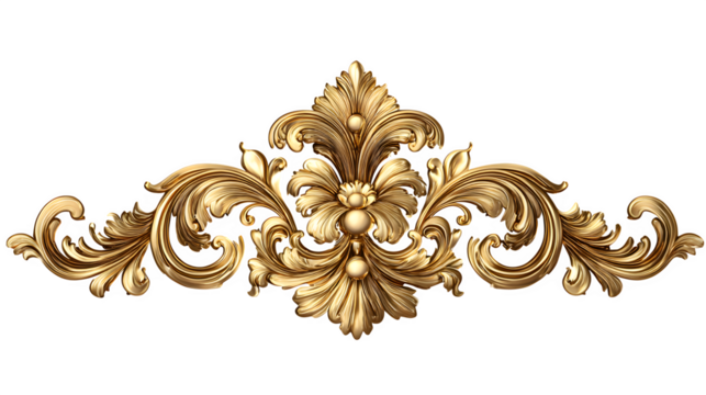 elegant golden ornamental design isolated on white background, HD realistic