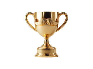 Gold Trophy with Mustache Design on Transparent Background