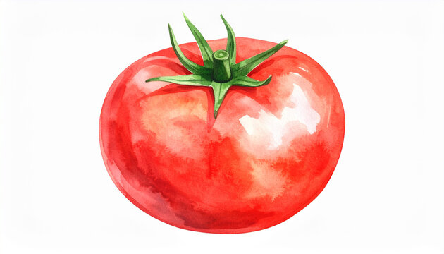 まるごとのトマトの水彩イラスト – 優しい色合いの手描きスタイル
Watercolor Illustration of Whole Tomato – Soft-Colored Hand-Drawn Style