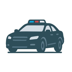 Flat Design Police Car Side View Illustration with Emergency Lights