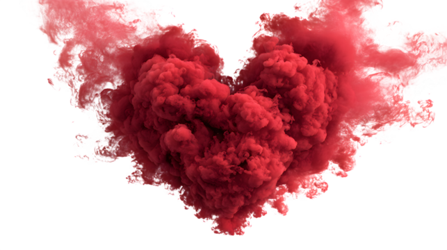 red smoke in heart shape isolated on white background, HD realistic - Powered by Adobe
