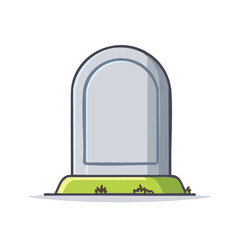 Cartoon Grave Marker on Grass Tombstone Reminder Grave Site Memorial Icon