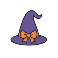 Purple Witch Hat with Orange Bow Halloween Clipart