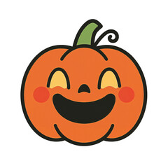 Cute Smiling Pumpkin Face Halloween Cartoon