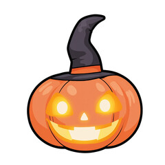 Halloween Pumpkin with Witch Hat